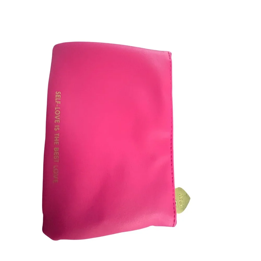 Ipsy Pink Marble Self-Love Is The Best Love Makeup Bag Pouch Heart Zipper Pull